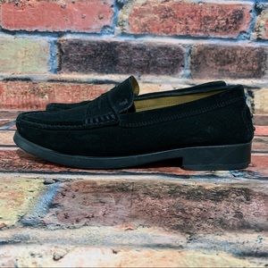 Tods Black Suede Penny Loafers